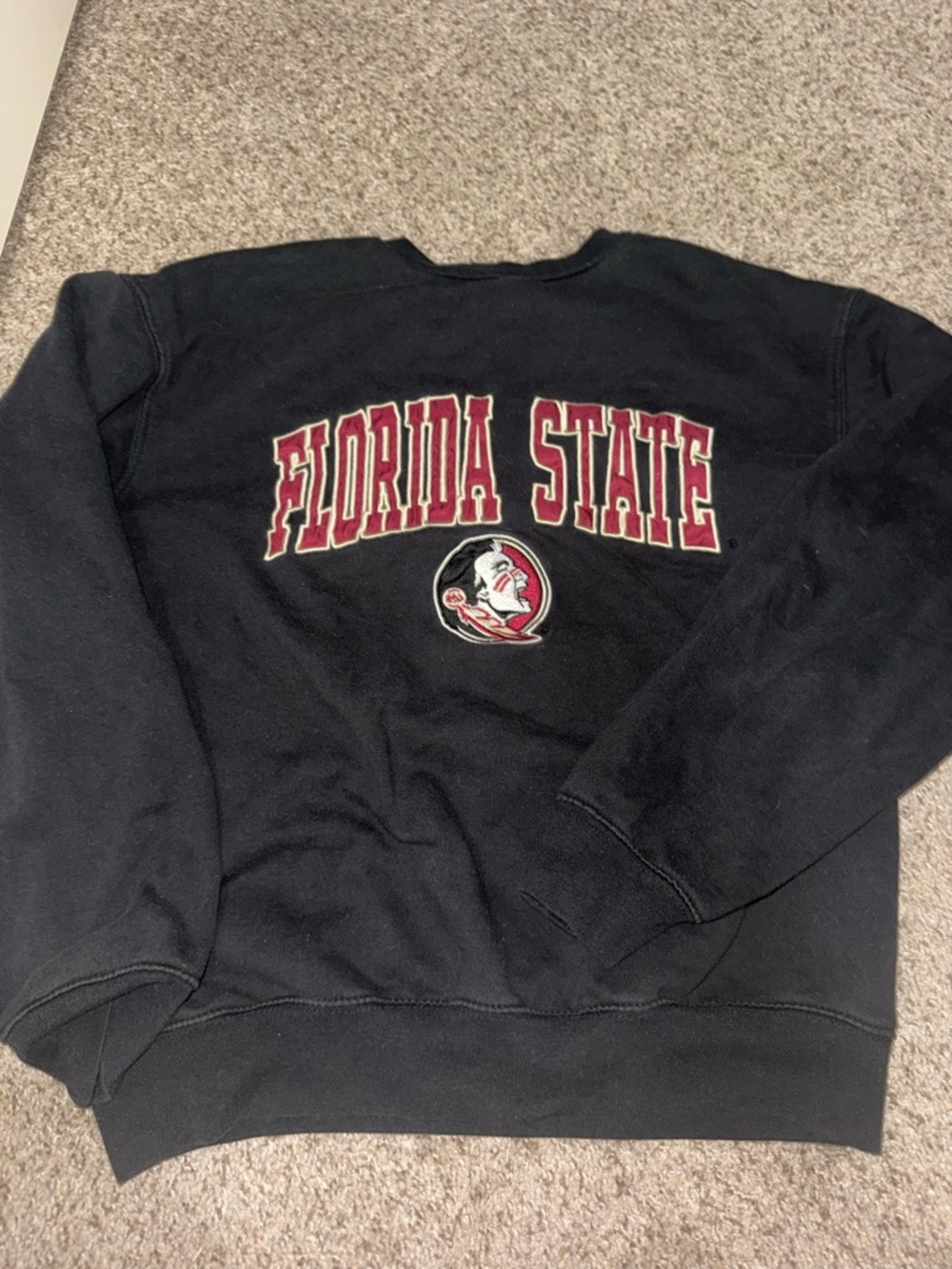Colosseum Black Crewneck with Garnet and Gold Florida State Logo
